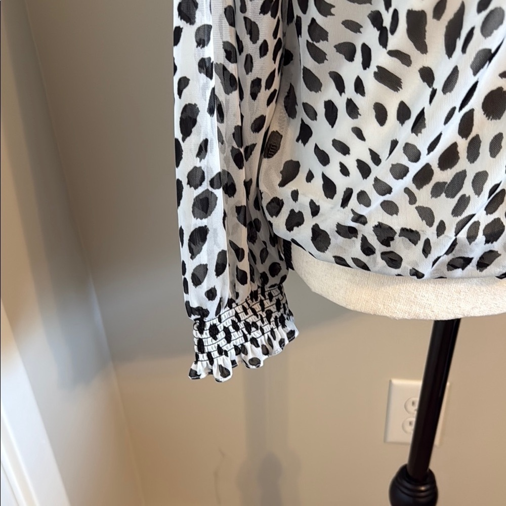 Express Black and Brown Wrap Blouse - Picture 2 of 6